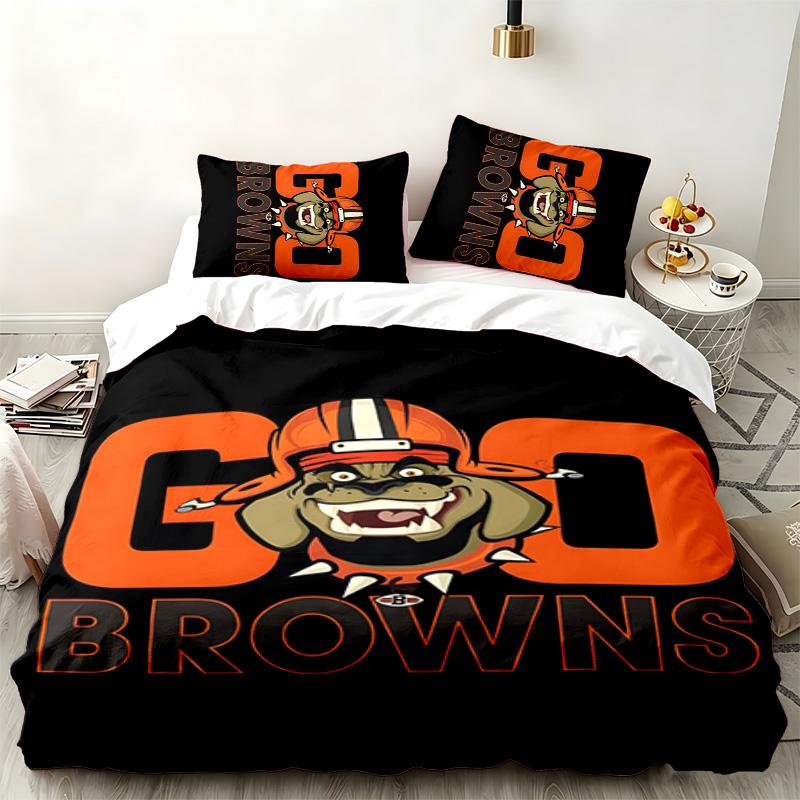 Cleveland Browns 3pc Set Perfect for Bedroom Use Comfortable Bedding Set Includes a Duvet Cover and Two Pillowcases Ideal Birthday or Christmas Gift