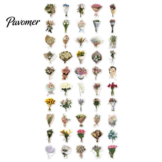 Rose Pattern Stickers 50Pcs Flower Bouquet Decorative Stickers, DIY Scrapbooking Journaling Floral Adhesive Decals Decals, for Water Bottles
