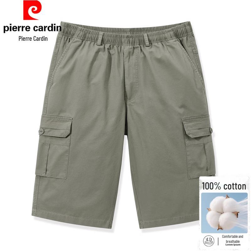 Pierre Cardin Men's Summer Cotton Breathable Multi-Pocket Cargo Shorts