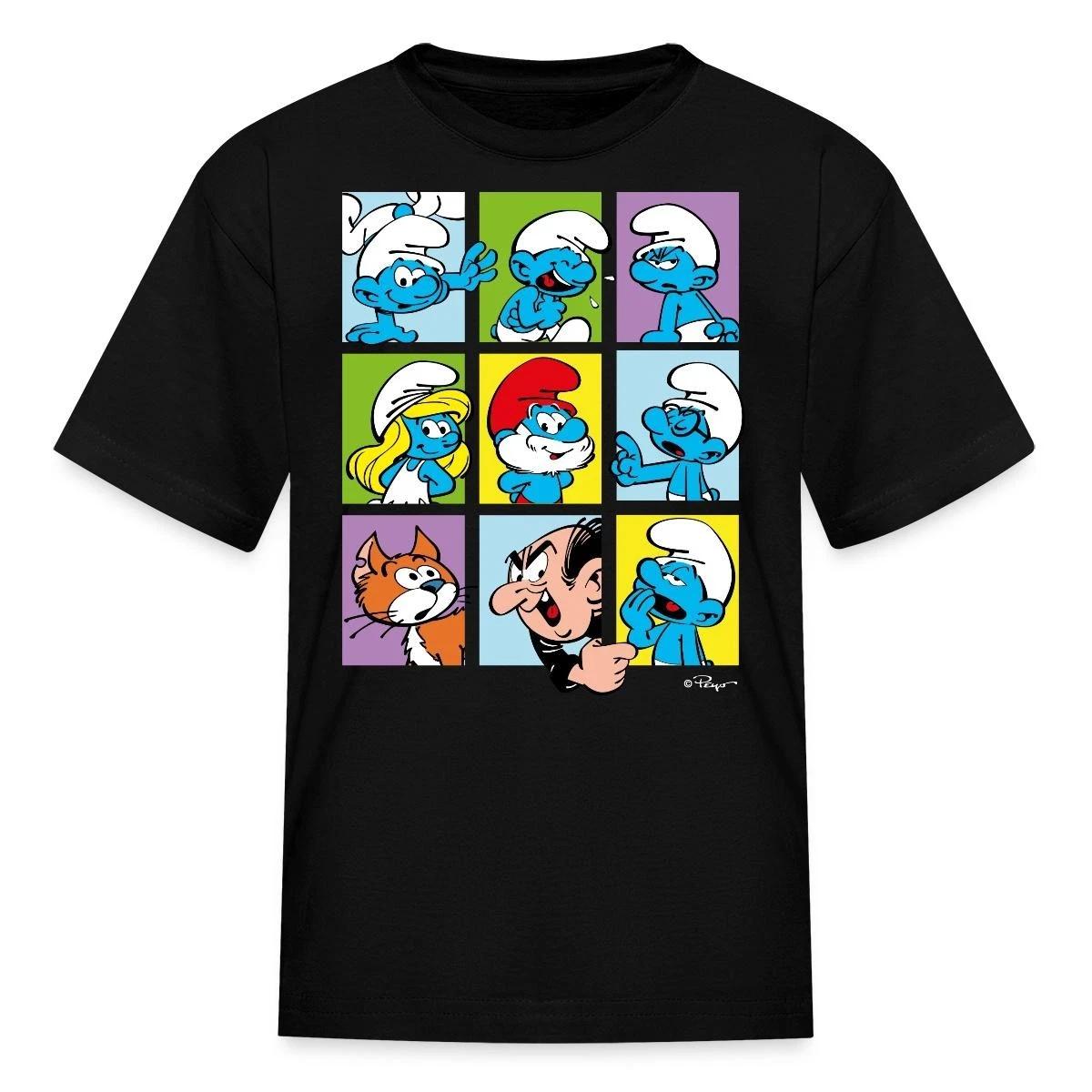 The Smurfs Colorful Characters Collage Design Kid s T-Shirt XL