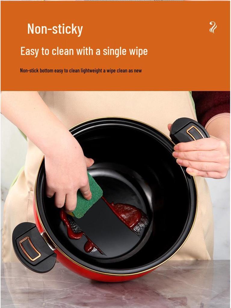 Universal Non-Stick Enamel Micro-Pressure Cooker for Soup and Stew, Compatible with Gas and Induction Stoves