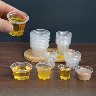 200pcs Tasting Cups Small Size 20/40/30/60ml Disposable Tasting Plastic Small Cup Tasting Jelly Pudding Cups Transparent Glass