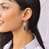 Natural Turquoise And Lapis Lazuli Dangle Earrings Sterling Silver Handmade Cocktail Earrings Two Stone  Jewelry, Gift for Her