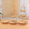 1/2pack Multilayer Bamboo Woven Basket with Handle Fruit Snacks Pastry Tray Versatile Storage for Party Picnic Baking Decor Rack