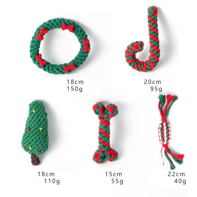 Good-7 Pieces Christmas Set Pet Cotton Rope Teeth Cleaning Dog Rope Christmas Chewing Training