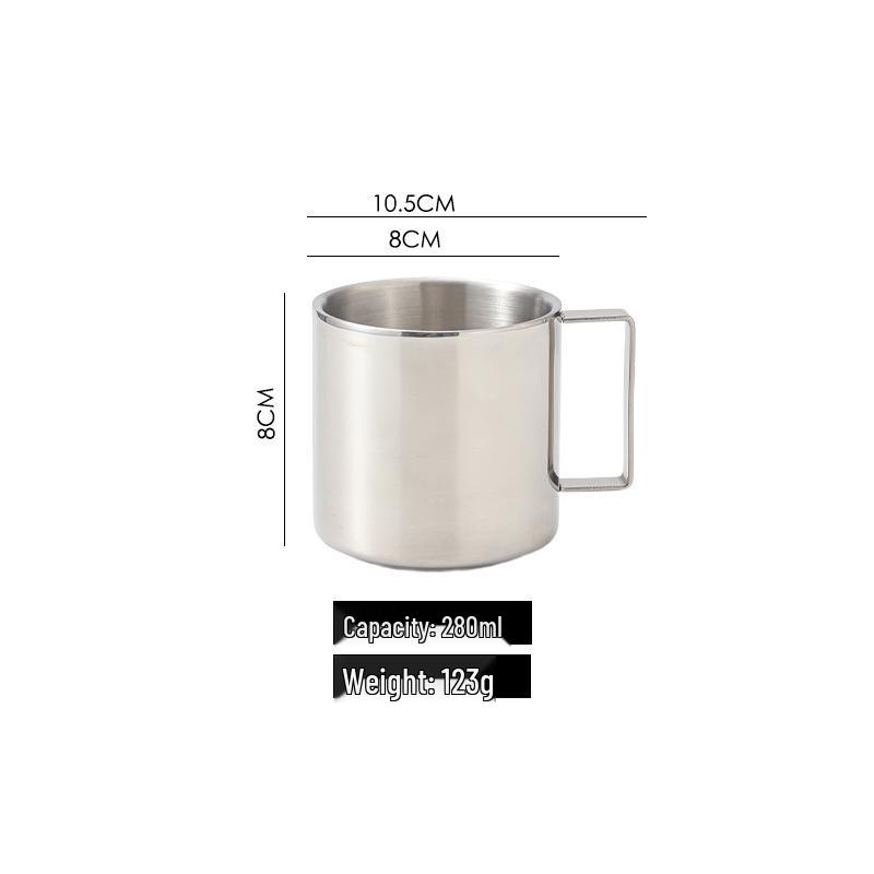 304 Stainless Steel Coffee Set: Double-Wall Insulated European-Style Cup, Saucer, Spoon, Anti-Scald, Custom Logo Option