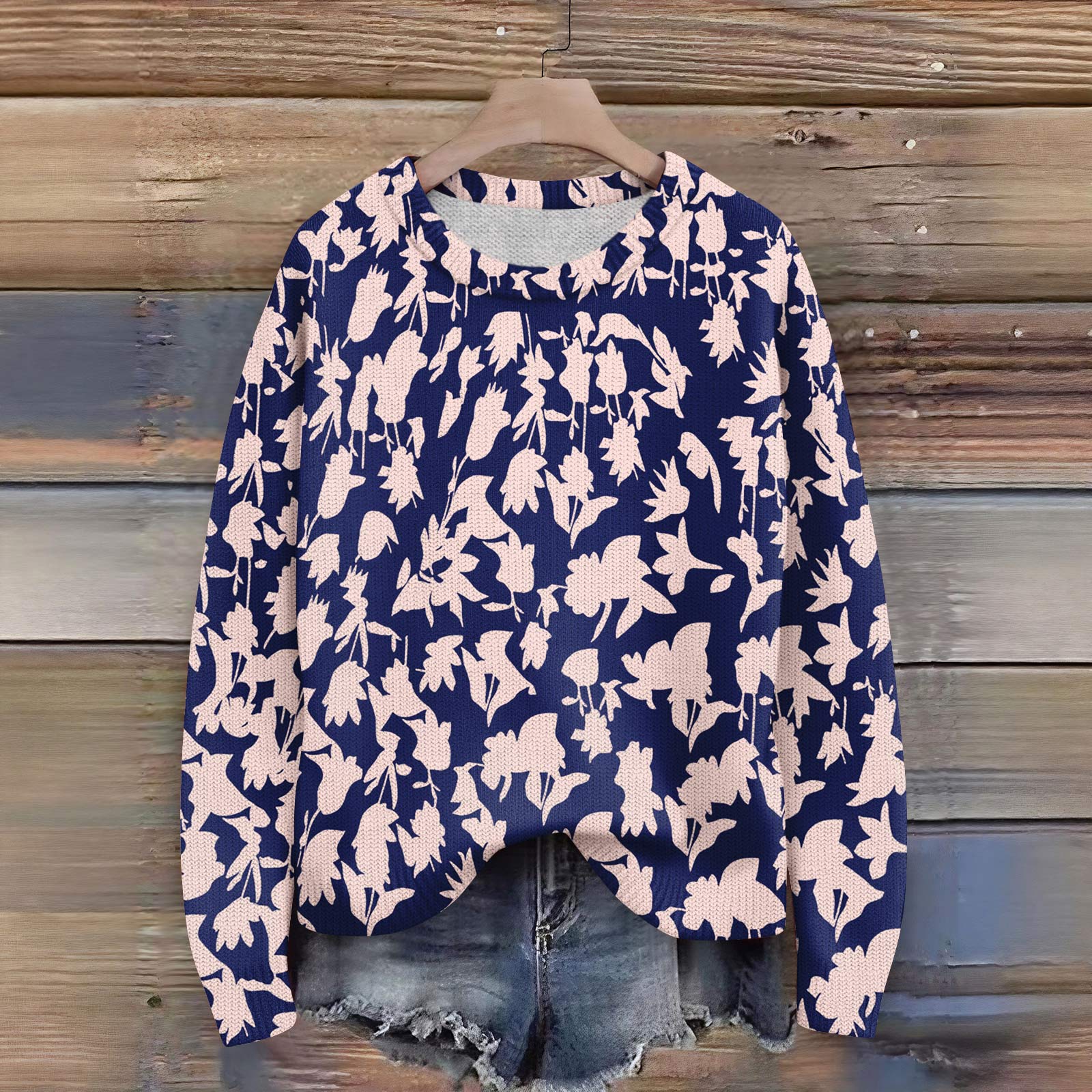 

Пуловеры с длинным рукавом для женщин, с круглым вырезом, повседневные, милые, с принтом, вязаные, оверсайз XXL