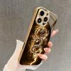 Golden Lightning Dragon Pattern Metallic Paint Glass Phone Case For iPhone 17 Pro Max 14 15 Pro 16 Plus 17Air 16E Cover