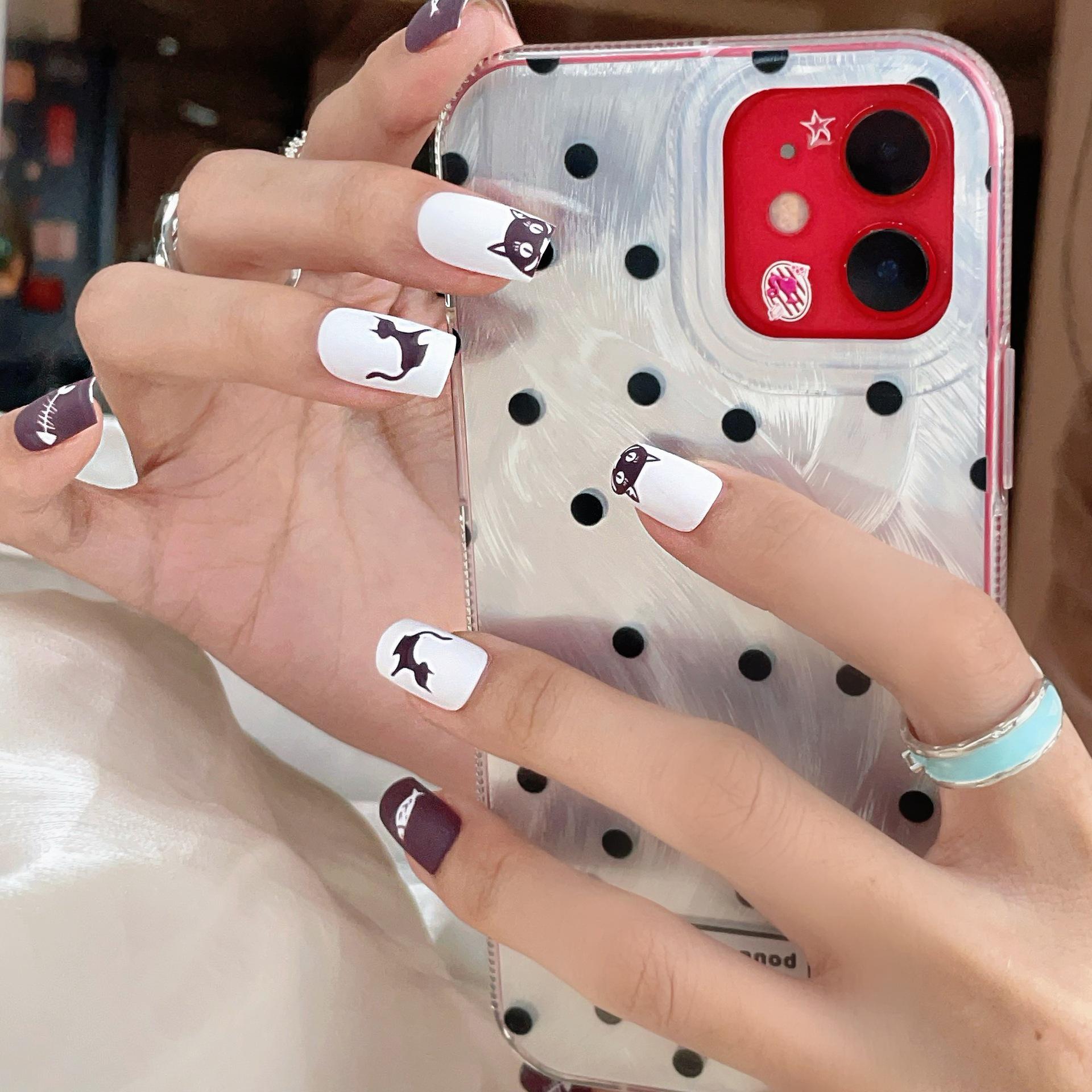 

Charming Cartoon Kitten & Monster Nail Stickers – Removable & Ready-to-Wear