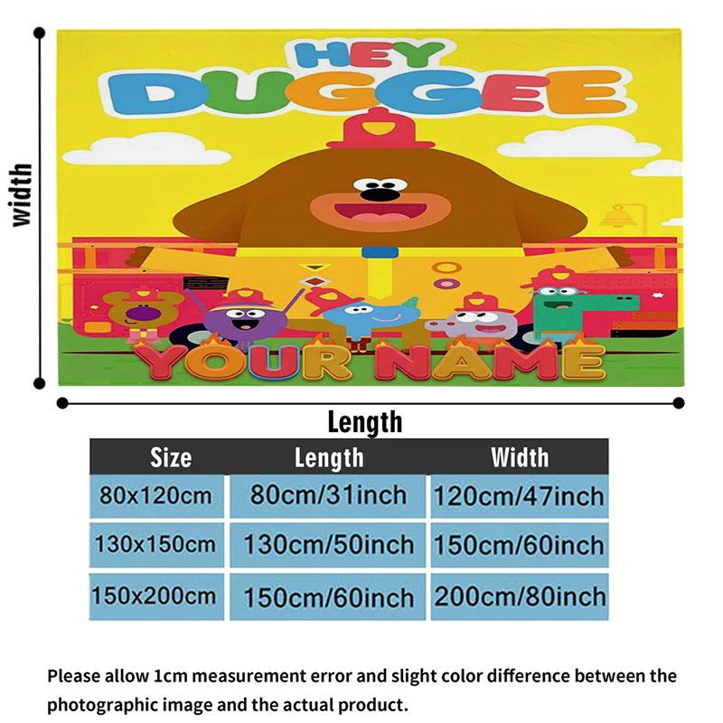 1PC Hey Duggee Custom Name Patterned Flannel Blanket Suitable For All Seasons for Home Decor Warmth and Comfort Gifts Holiday Present