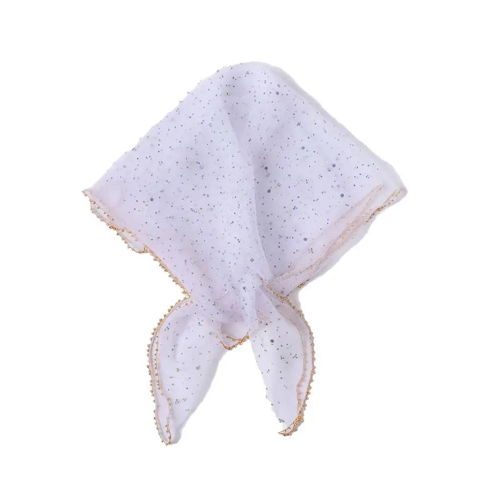 Foulard Femme Fashion Bufandas Women Muslim Hijab Sequin Lace Sheer Shawl Headscarf Tulle Mesh Femme Scarf Veil Musulman V3L1