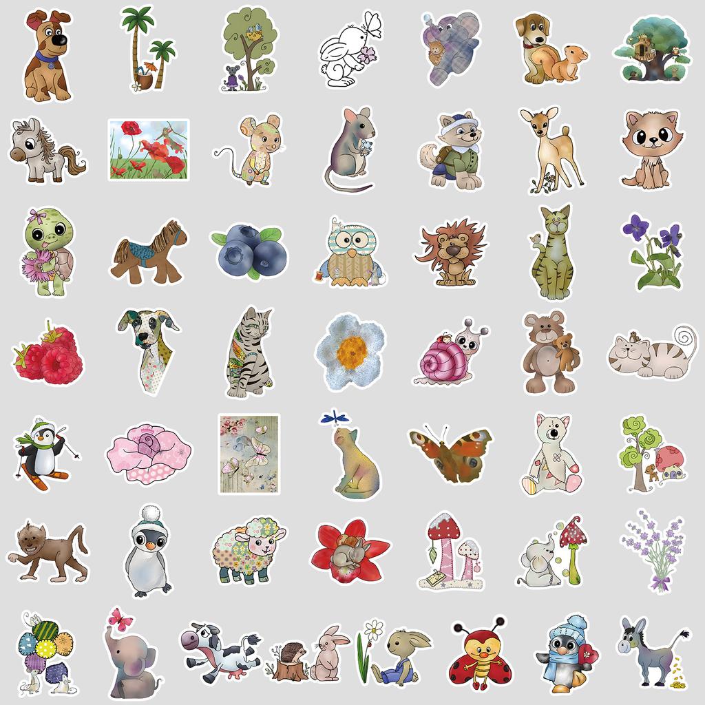 Sheets of Animal Series Graffiti Stickers From Storybooks, Suitable for Water Cups, Luggage, Waterproof Decorative Stickers, and Stationery Stickers