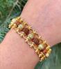 Gold Plated Brass + Natural 5 Mukhi RUDRAKSHA Bracelet Unisex 7.5 Inch, 5 Faces Lord Shivas Blessed Bracelet Yoga Prayer