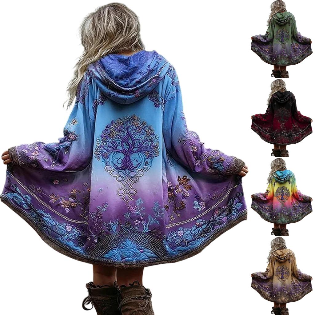 Damen Freizeit Kapuzen-Strickjacke Sweatshirt mit Print Mittellang für den Alltag