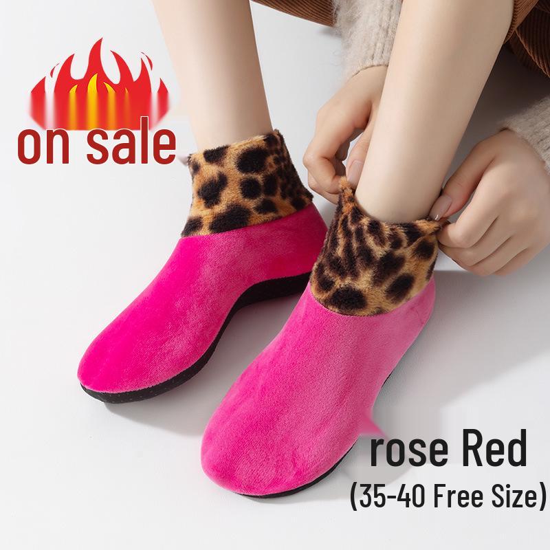 

Женские утолщенные нескользящие домашние носки Plus Velvet – теплые бахилы средней высоты для осени и зимы. Women s One Size 35-40 розы красного