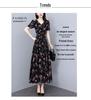 Elegant Summer Floral Print Dress: Knee-Length, Loose Fit, Slimming Waist, Short-Sleeved, Large Hem.