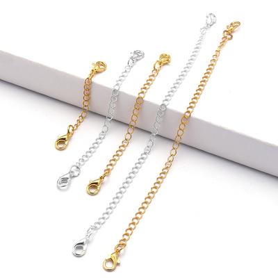 8 pièces/Lot Chaîne d'extension en laiton plaqué avec fermoir mousqueton pour la fabrication de bijoux DIY Bracelet Collier Chaînes d'extension de queue Fournitures