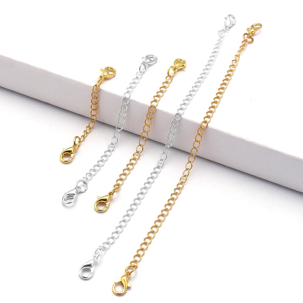 8pcs/Lot Plated Brass Extension Chain with Lobster Clasp for DIY Jewelry Making Bracelet Necklace Tail Extender Chains Supplies