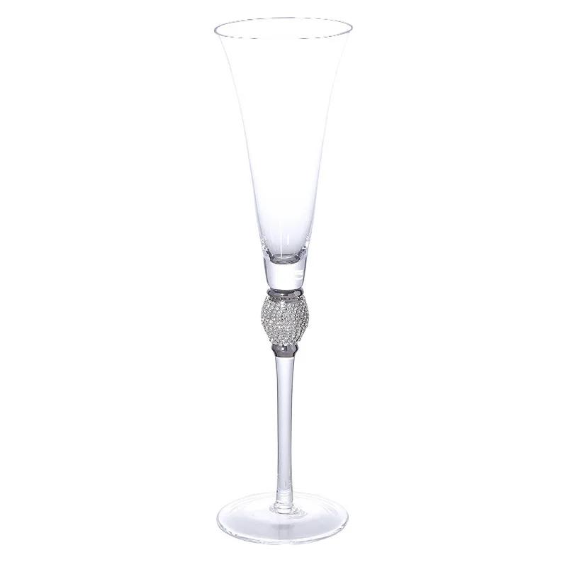 European Luxury Diamond-Embellished Gold Rim Wine Glasses Champagne Cocktail Crystal Stemware Set for Home Bar Party ElegantGift