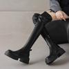 Krazing Pot Microfiber Autumn Winter Shoes Thick Bottom Flat Platform Size 43 Long Boots Zipper Over-the-knee Boots