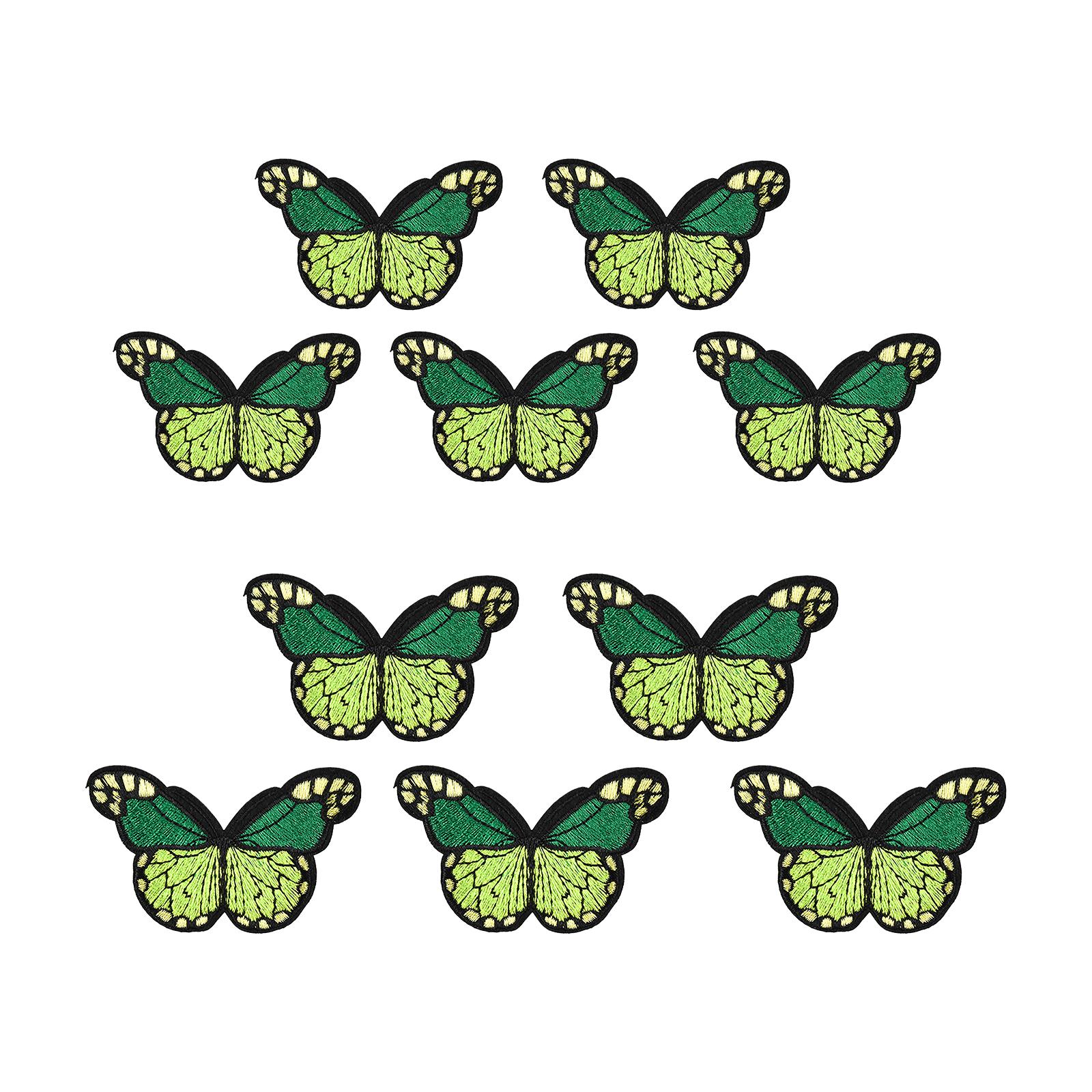 

10 штук вышитых аппликаций в виде бабочек, пришивные аппликации-бабочки для детской одежды, джинсов, курток, платьев, шляп, сумок зелёный