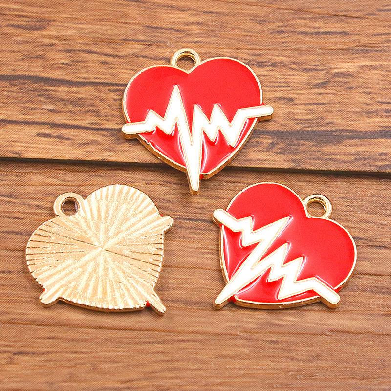 10Pcs 20X21mm Love Charm ECG Pendant Pendant