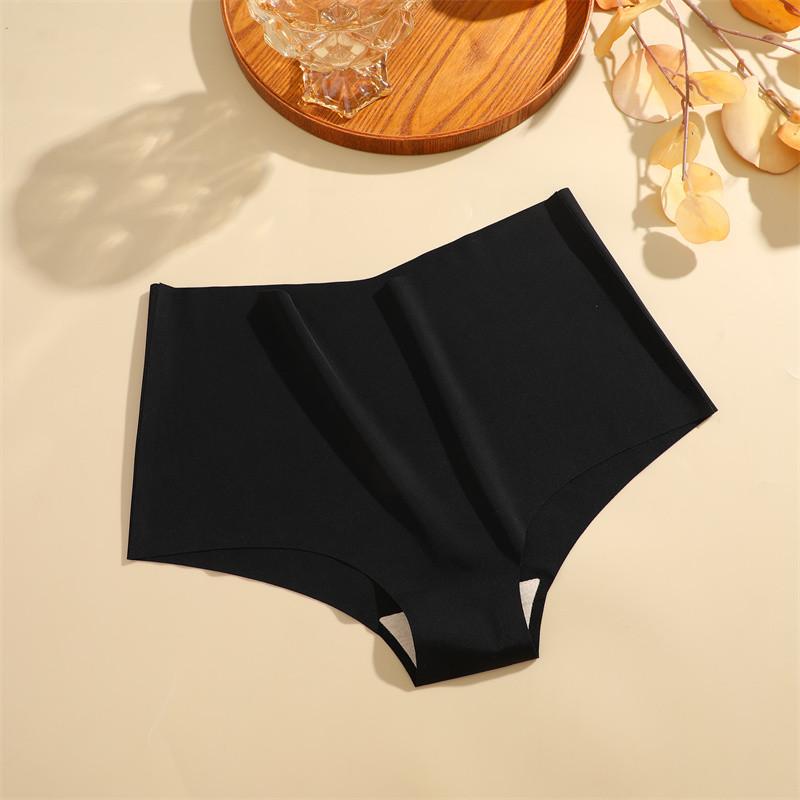FINETOO Women Ice Silk Panties High-Waist Underwear Seamless and Traceless Briefs Solid Color Lingerie