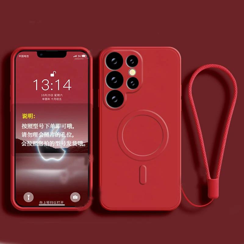 Liquid Silicone Magsafe Case For Samsung Galaxy S24 Ultra S22 Plus S23 S21 FE A55 A15 A35 A05 Magnetic Wireless Charging Cover