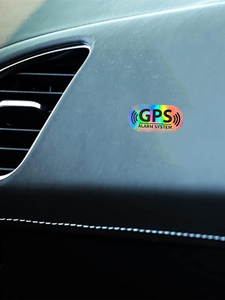 4Pcs Holographic Alarm System Sticker, GPS Tracking Security Warning Vinyl Decal, Waterproof Anti-Theft Car Window Decor