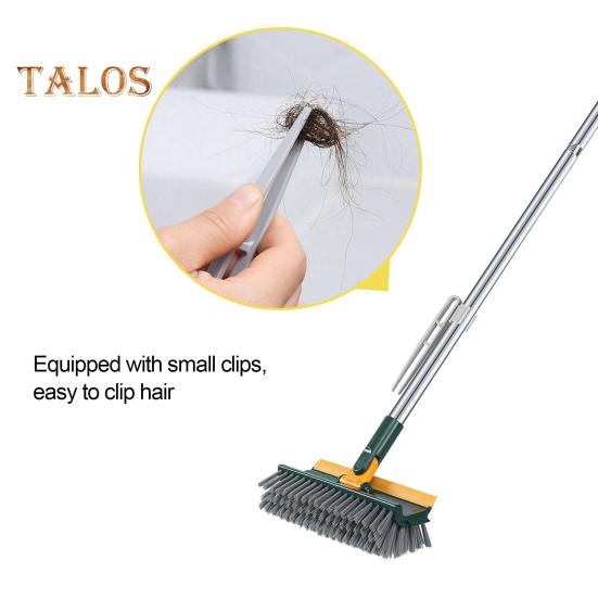 Cleaning Floor Brush Rotatable Scrub With Long Handle Grout Brush Scrape Vshape Stiff Bristle Cleaning Brush With Squeegee