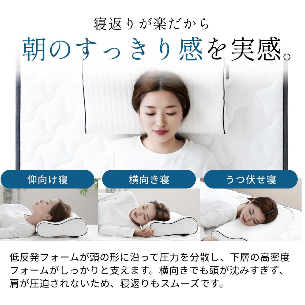 Hareru Memory Foam Sleep Developed by a Japanese for Back Neck Ergonomic Curved Design Pillow, Pillow, 2-Layer Pillow, Pillow, Company, Sleeping, Fit,