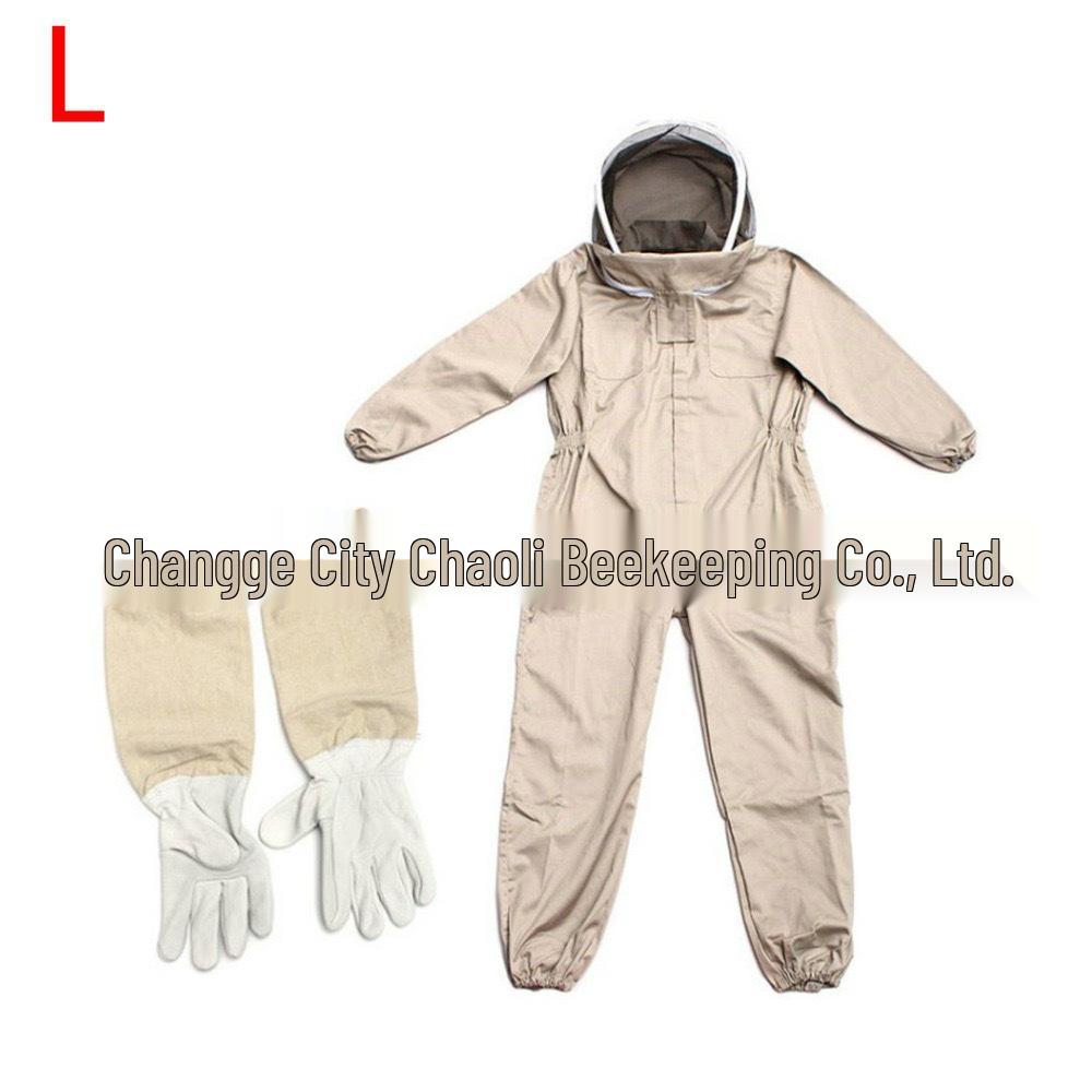 Apricot Waterproof Beekeeping Suit with Gloves - Full Body Anti-Bee Protection