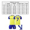 Kids Ronaldo Football Jersey Set Training Wear Polyester Yellow Blue Sports Top Shorts