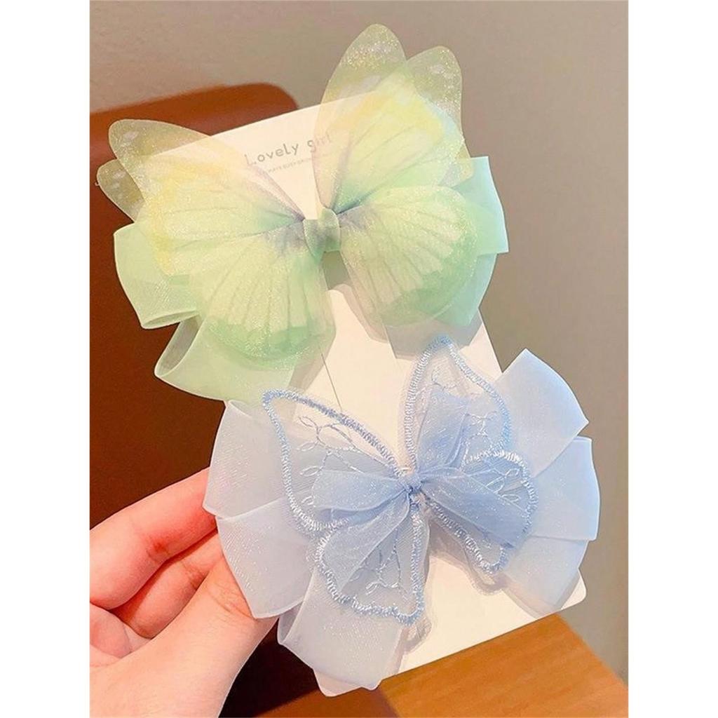 2 Damen Frühling neu sanfte Gaze Schleife Haarspange Haarschmuck