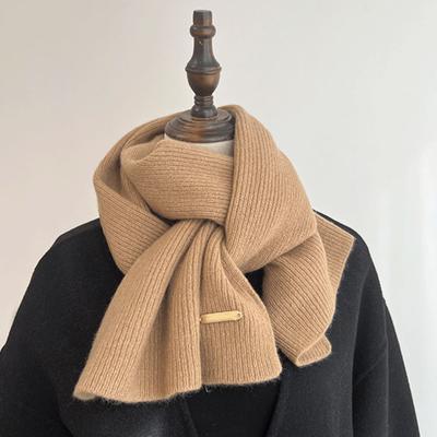 Women Scarf Solid Color Thickened Windproof Warm Versatile Scarf Daily Winter Outdoor Cycling Long Scarf