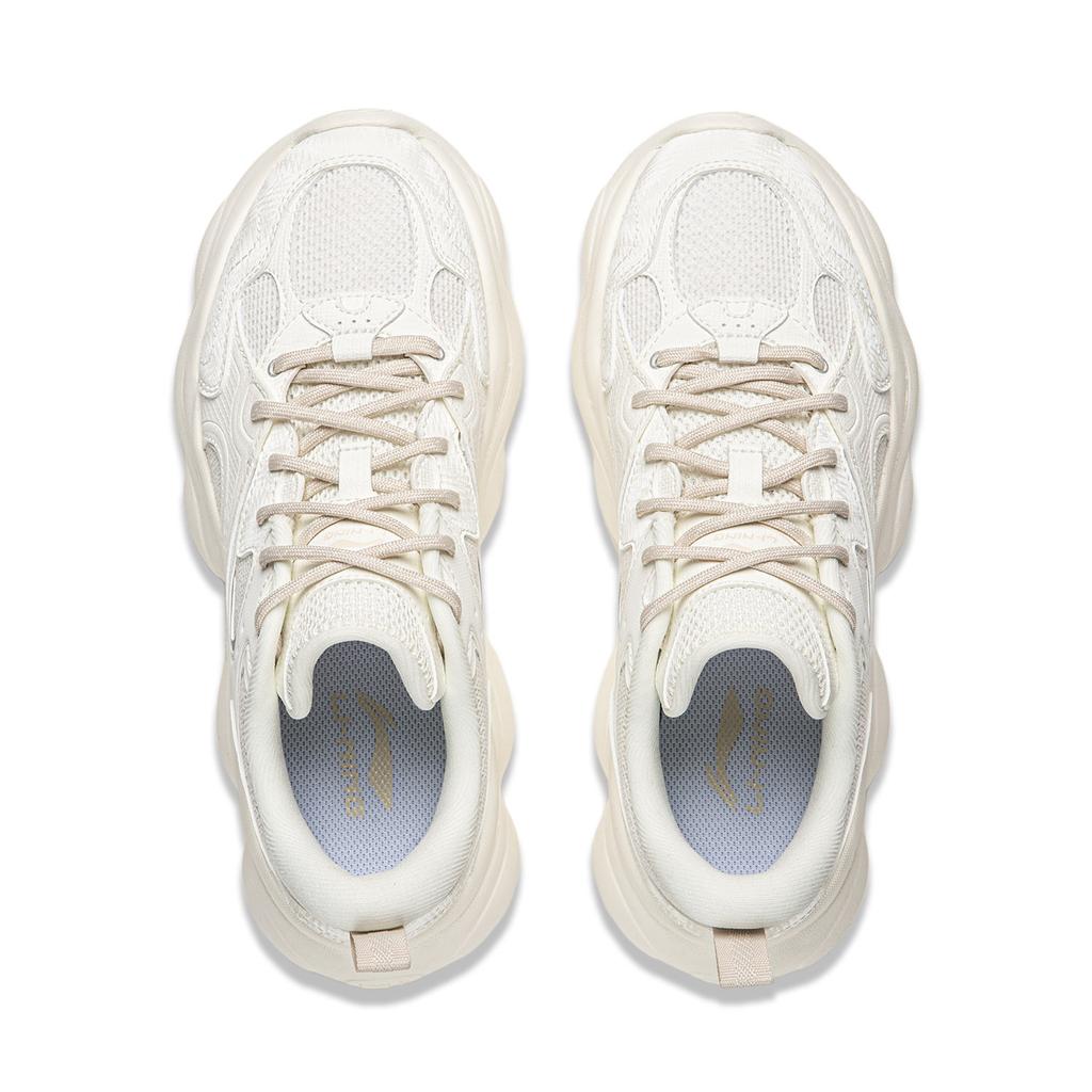 Li Ning Cloud Cushioning Slip Resistant Abrasion Resistant Lightweight Low top Casual Shoes Women's Ivory AGCW104-1