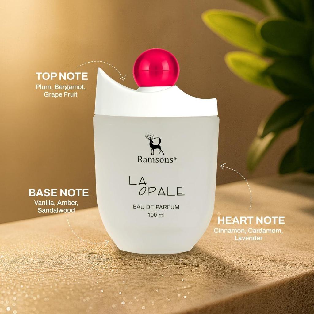 LA OPALE | TN - Plum, Apple, Bergamot, Grapefruit | MN - Cinnamon, Cardamom, Lavender, Rose | BN - Vanilla, Amber, Sandalwood, Musk, Mossy, Woody