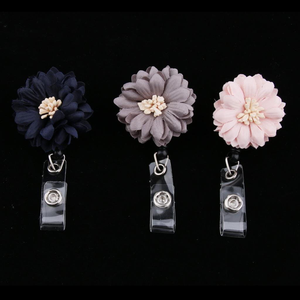 

3 шт. в упаковке, держатель для бейджа с выдвижной катушкой с цветочной аппликацией и милым учителем 02