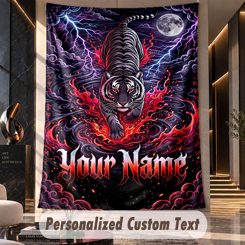Lion Tiger Leopard (194) Theme Custom Tapestry Personalized Custom Name Text Wall Hanging Tapestry Home Decor Background Cloth