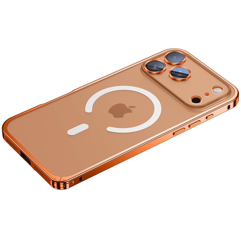 For iPhone 17 Pro Max Metal Clear Case Compatible with MagSafe Safety Lock Back Cover