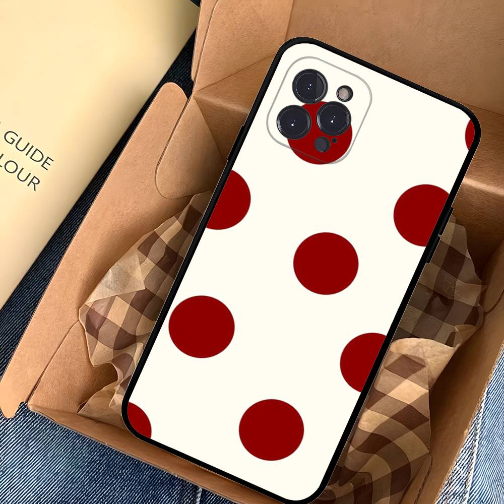 Simple Black White Polka Dot Fit For iPhone 16 15 Promax Phone Case iPhone 14 11 12 High End 13 Pro Silicone