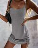 2025 Spring/Summer Sexy Spaghetti Strap Drawstring Mid-Waist Bodycon Backless Dress for Women
