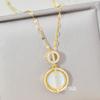 Xiulu Double Ring Necklace Women'S High Sense Versatile Personality Round Micro-Inlaid Pendant Collarbone Chain