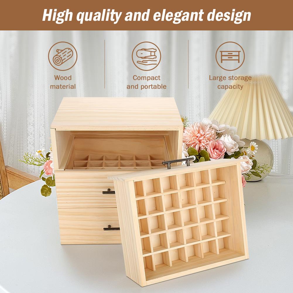 90-Slot Wooden Organizer Box 3-Layer Drawer Case Organizer Essential Oils Storage Organizer Keep Your Oil Safe & Space Saver