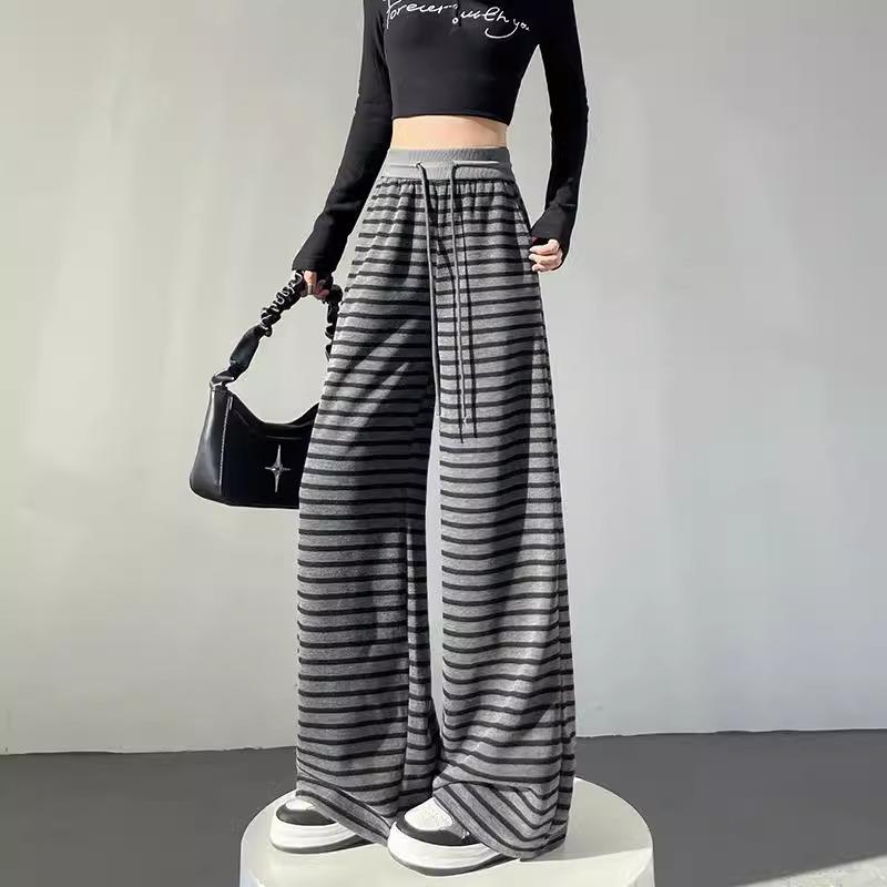 Women's Colorblock Striped High-Waisted Wide-Leg Knitted Pants - Spring 2025 Collection