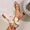 Fashion Brand Design Simulated Butterfly Decoration Sandals Women 2025 Summer Gold Cross Strap Low Heel Slippers Bohemia Dress Shoes