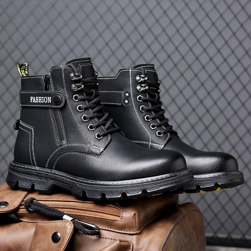 Martin Stiefel Herrenschuhe Herren Trend Casual Mid-Top Lederstiefel Winter Samt Werkzeug High-Top Herrenschuhe 2025