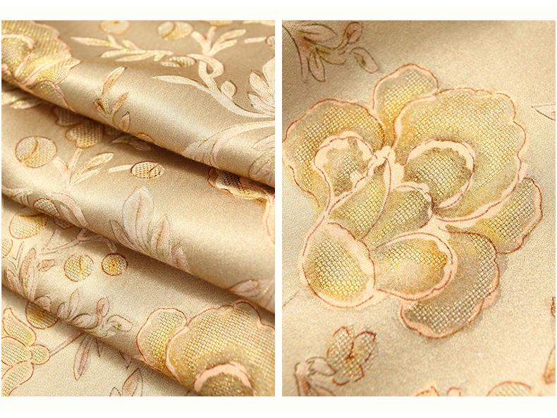 Elegant Golden Qipao-Style Dress: Silk Brocade with Gold Thread