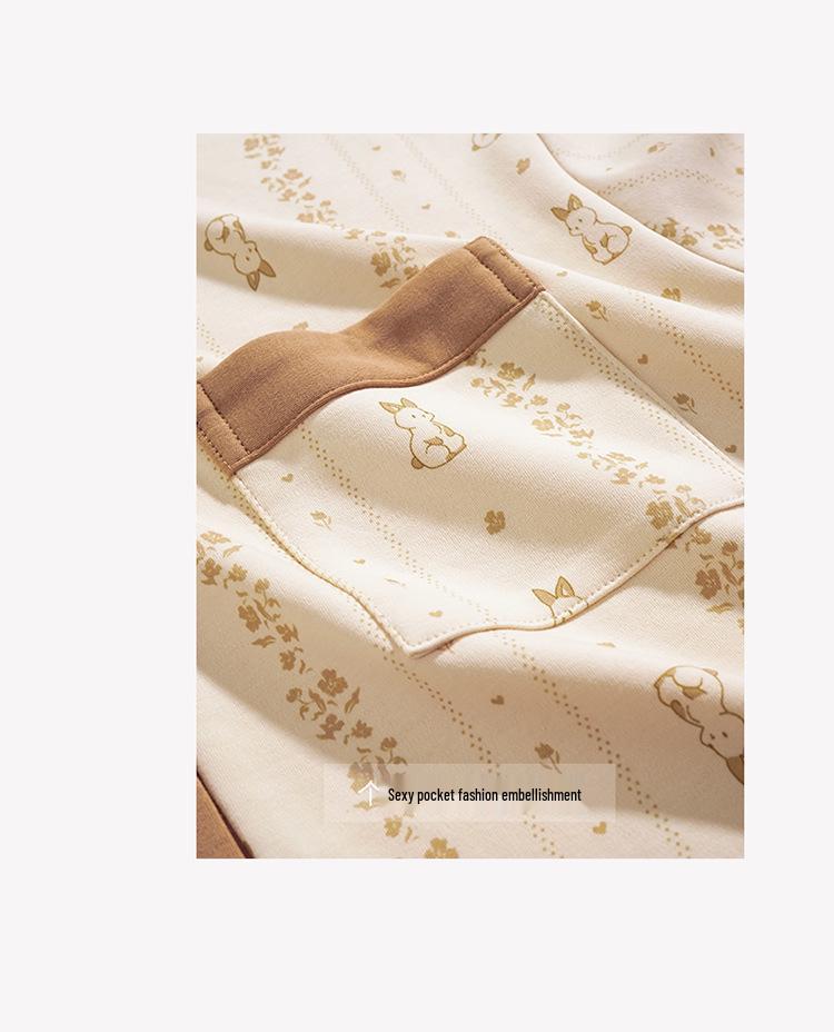 2025 Women's 100% Pure Cotton Pajamas: Long Sleeve Plus Size, Solid Color, Wearable Outside - Perfect for Autumn and Spring.