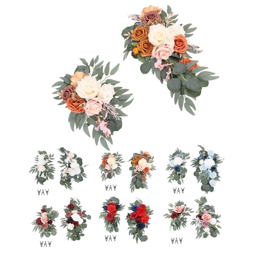 2pcs Artificial Wedding Arch Flowers Lifelike Wedding Welcome Signs Floral Decoration Fadeless Exqui